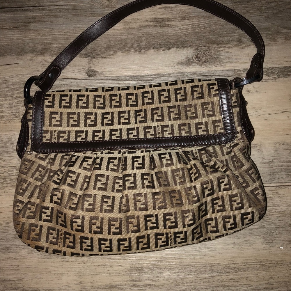 Fendi Brown and Beige FF Logo Mini Bag